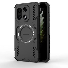 OnePlus 15 Armor MagSafe musta suojakuori takaa ja edestä, jykevä armor-muotoilu ja MagSafe-rengas OnePlus 15 -puhelimessa.