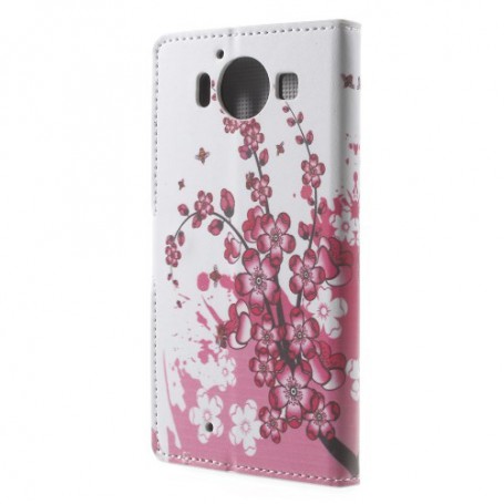 Lumia 950 vaaleanpunaiset kukat puhelinlompakko