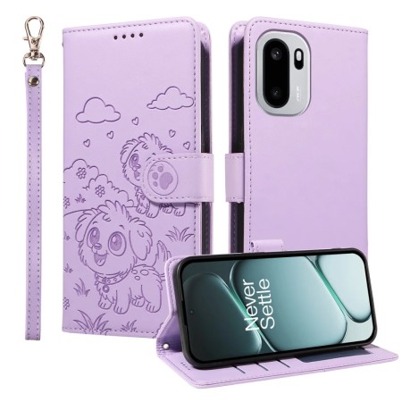 OnePlus 15R lila koira suojakotelo – kotelo puhelimessa ja ranneke