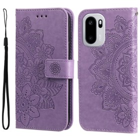 OnePlus 15R violetti mandala suojakotelo – kohokuvioitu mandala ja rannenauha