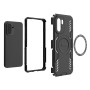 Samsung Galaxy A57 5G musta suojakuori rannenauhalla – pääkuva, suojaava kuori ja irrotettava rannenauha