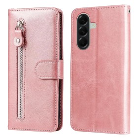 Samsung Galaxy A57 5G ruusukulta suojakotelo vetoketjutaskulla – kotelo suljettuna, takana vetoketjutasku