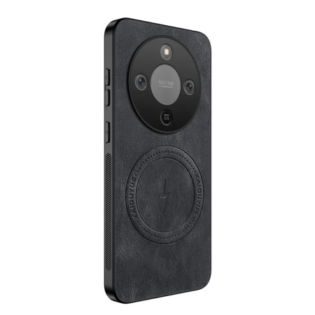 Honor Magic8 Lite 5G musta MagSafe suojakuori, nappa-tekstuuri ja MagSafe-magneettirengas takana.
