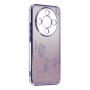 Honor Magic8 Lite 5G violetti glitter kukka suojakuori, kulmakuva: ohut istuvuus ja suuri kameraleikkaus.
