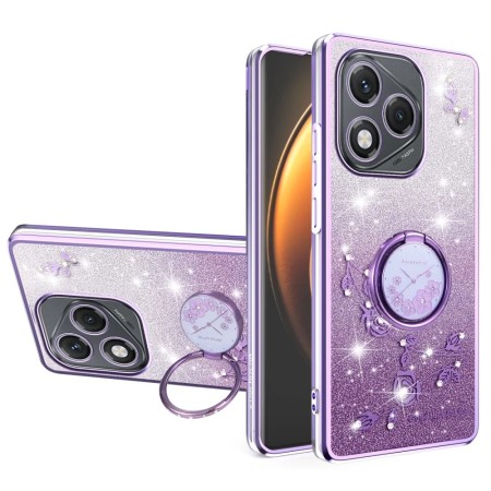 Honor 400 Lite violetti glitter kukka sormuspidike suojakuori