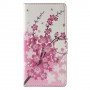 Huawei P8 Lite vaaleanpunaiset kukat puhelinlompakko