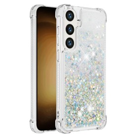 Samsung Galaxy S26 hopea glitter hile suojakuori suojaa puhelinta tyylikkäällä ja kimaltavalla designilla.