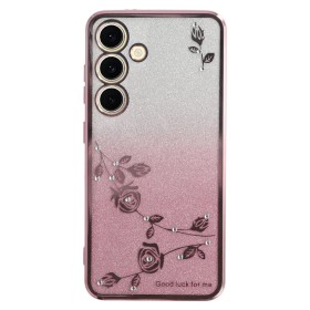 Samsung Galaxy S26 ruusukulta glitter kukka suojakuori, jossa kauniita kukkakuvioita ja kimaltavaa pintaa.