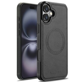 iPhone 16 Plus musta MagSafe-yhteensopiva suojakuori suojaa puhelintasi tyylikkäällä ja kestävämmällä pinnalla.