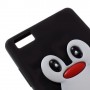 Huawei P8 Lite musta pingviini silikonikuori.