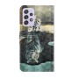 Samsung Galaxy A52 / A52 5G kissa suojakotelo, jossa on kaunis kuva tiikeristä ja kissasta veden pinnassa.