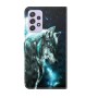 Samsung Galaxy A52 / A52 5G susi suojakotelo, jossa on näyttävä susi- ja avaruusteema.
