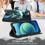 Samsung Galaxy A52 / A52 5G susi suojakotelo, jossa on tukeva jalka ja näyttävä susi-kuvio.