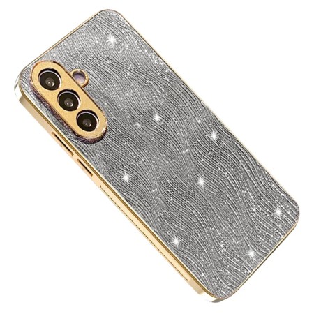 Samsung Galaxy A56 5G hopeanvärinen aaltokuvio suojakuori, jossa on kiiltäviä yksityiskohtia ja tyylikäs muotoilu.