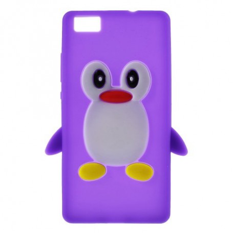 Huawei P8 Lite violetti pingviini silikonikuori.