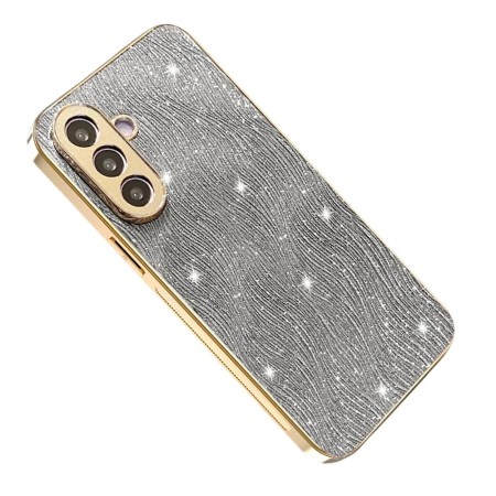 Samsung Galaxy A57 5G hopeanvärinen aaltokuvio suojakuori, jossa on kiiltäviä yksityiskohtia ja tyylikäs muotoilu.