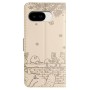 Google Pixel 10a beige kissa suojakotelo, jossa on kauniita kissakuvia ja kukkia.