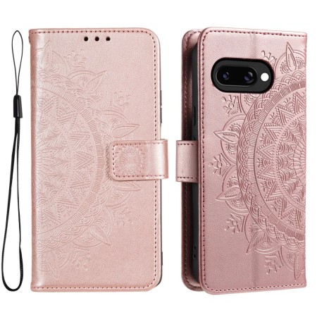 Tyylikäs Google Pixel 10a ruusukulta mandala suojakotelo, jossa kaunis kohokuviointi ja käytännöllinen suljenta.