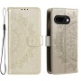 Google Pixel 10a kullanvärinen mandala suojakotelo, jossa kaunis kohokuviointi ja käytännöllinen suljenta.