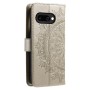 Google Pixel 10a kullanvärinen mandala suojakotelo, jossa kaunis mandala-kuviointi ja käytännöllinen suljenta.