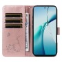 OnePlus Nord CE 4 Lite 5G kissakuvioitu ruusukulta puhelinlompakko rannehihnalla, jossa on tilaa korteille ja rahalle.