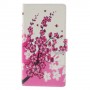 Sony Xperia M4 Aqua vaaleanpunaiset kukat puhelinlompakko