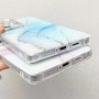 Samsung Galaxy A56 5G valkoinen marmori suojakuori, jossa kauniit siniset ja vaaleanpunaiset marmorikuviot.
