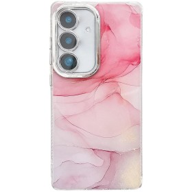 Samsung Galaxy A56 5G ruusukulta marmori suojakuori, jossa kauniit vaaleanpunaiset ja kultaiset sävyt.