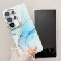 Samsung Galaxy A56 5G ruusukulta marmori suojakuori, jossa kauniit siniset ja kultaiset yksityiskohdat.