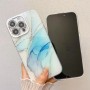 Tyylikäs iPhone 16 Pro ruusukulta marmori suojakuori, jossa kauniit siniset ja valkoiset marmorikuviot.