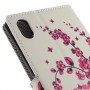Sony Xperia M4 Aqua vaaleanpunaiset kukat puhelinlompakko