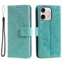 Honor 600 Lite mintunvihreä mandala suojakotelo, jossa kaunis kohokuviointi ja käytännöllinen suljenta.