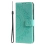 Tyylikäs Honor 600 Lite mintunvihreä mandala suojakotelo, jossa kaunis kohokuviointi ja kätevä nauha.