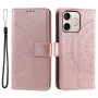 Honor 600 Lite ruusukulta mandala suojakotelo, jossa kaunis kohokuviointi ja käytännöllinen suljenta.
