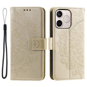 Honor 600 Lite kullanvärinen mandala suojakotelo, jossa kaunis kuviointi ja käytännöllinen suljenta.