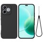 Honor 600 Lite musta suojakuori rannenauhalla suojaa puhelinta ja tarjoaa tyylikkään ilmeen.