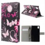 Sony Xperia M4 Aqua kukkia ja perhosia puhelinlompakko