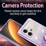 Honor 600 violetti glitter kukka sormuspidike suojakuori suojaa puhelimen kameraa naarmuilta ja antaa tyylikkään ilmeen.