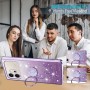 Honor 600 violetti glitter kukka sormuspidike suojakuori tarjoaa tyylikkään suojan ja kätevän jalustan.