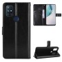 OnePlus Nord N10 5G musta suojakotelo, jossa on tilaa korteille ja käteville, avattava muotoilu.