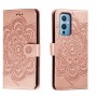 OnePlus 9 ruusukulta mandala suojakotelo, jossa kaunis mandalakuosi ja käytännöllinen avausmekanismi.