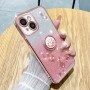 Kaunis iPhone 13 Mini ruusukulta glitter kukka sormuspidike suojakuori, jossa kimaltavia yksityiskohtia.