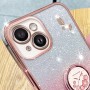 iPhone 13 Mini ruusukulta glitter kukka sormuspidike suojakuori, jossa on kimaltava pinta ja kukkakuviot.