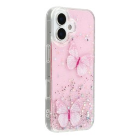 iPhone 17 kimaltava suojakuori perhoskoristeella