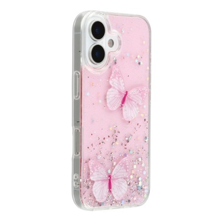 iPhone 17 kimaltava suojakuori perhoskoristeella