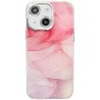 iPhone 13 / 14 pinkki marmori suojakuori, jossa kauniit vaaleanpunaiset ja valkoiset sävyt.