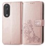 Honor 90 ruusukulta neliapila suojakotelo ruusukultainen lompakkokotelo kukkakuvioitu neliapila painatus kamerareikä kaiutinreiä