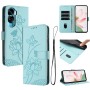 Honor 90 Lite vihreä suojakotelo lootuskukkakuviolla ja musta ranneke