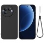 Realme GT 8 Pro suojakuori mustaa silikonia, jossa kameraa suojaava kohotus ja kätevä rannenauha.