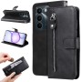 Realme C100 5G mustassa suojakotelossa vetoketjutasku pitää kolikot ja muut pikkuesineet mukana.